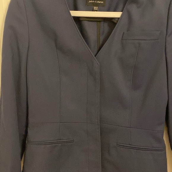 Judith & Charles - Blue Cotton Blazer - Picture 2 of 6